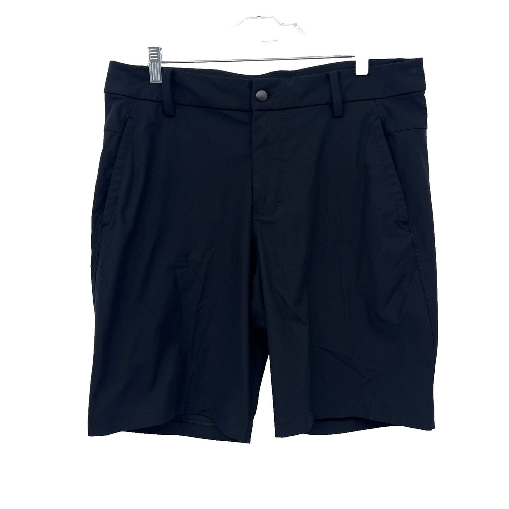 LULULEMON Men's Sz 36 Black Polyester Slash Pocket 10" Chino Shorts Stretch EUC!